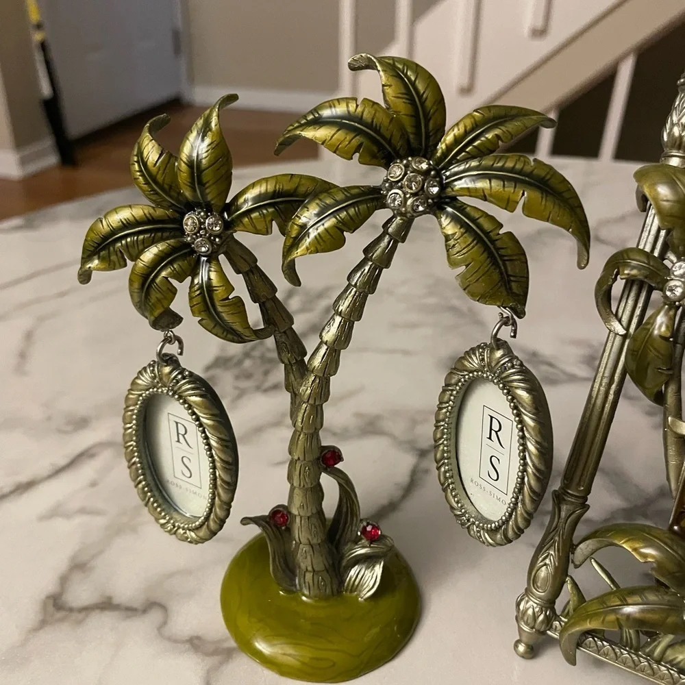 VTG Decorative Palm Tree Photo Frame Set - Green and Gold
